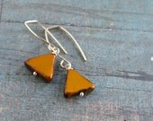 Triangle - ochre glass drops on sterling hooks