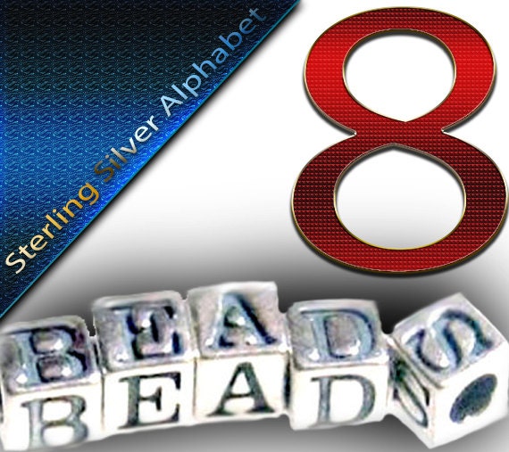 8 Sterling Silver Alphabet Block Bead 4.5mm