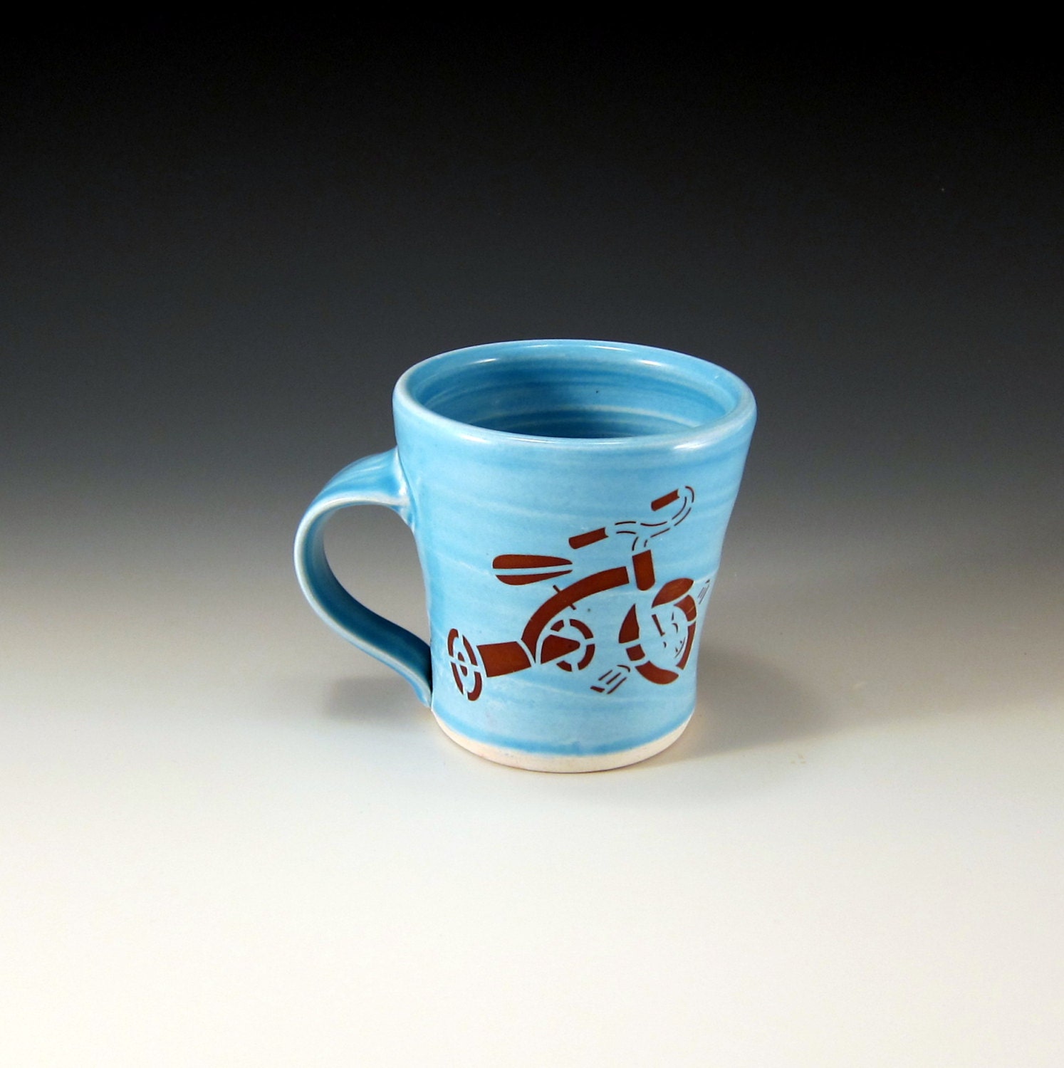 Tricycle mug - blue glaze - "things that go" series