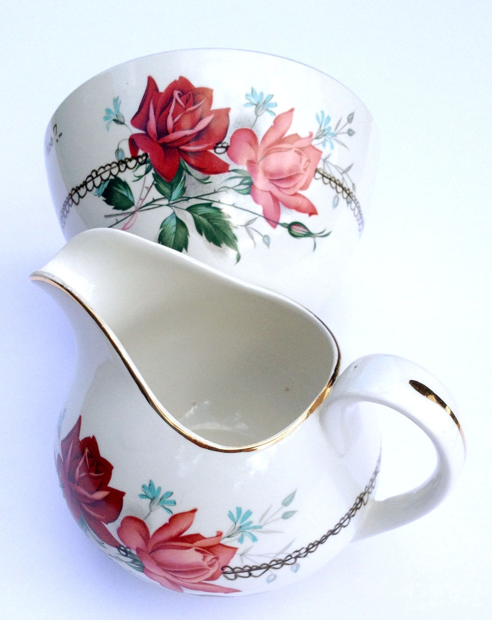 SALE Upcycled 'One Lump or Two' Milk Jug and Sugar Bowl