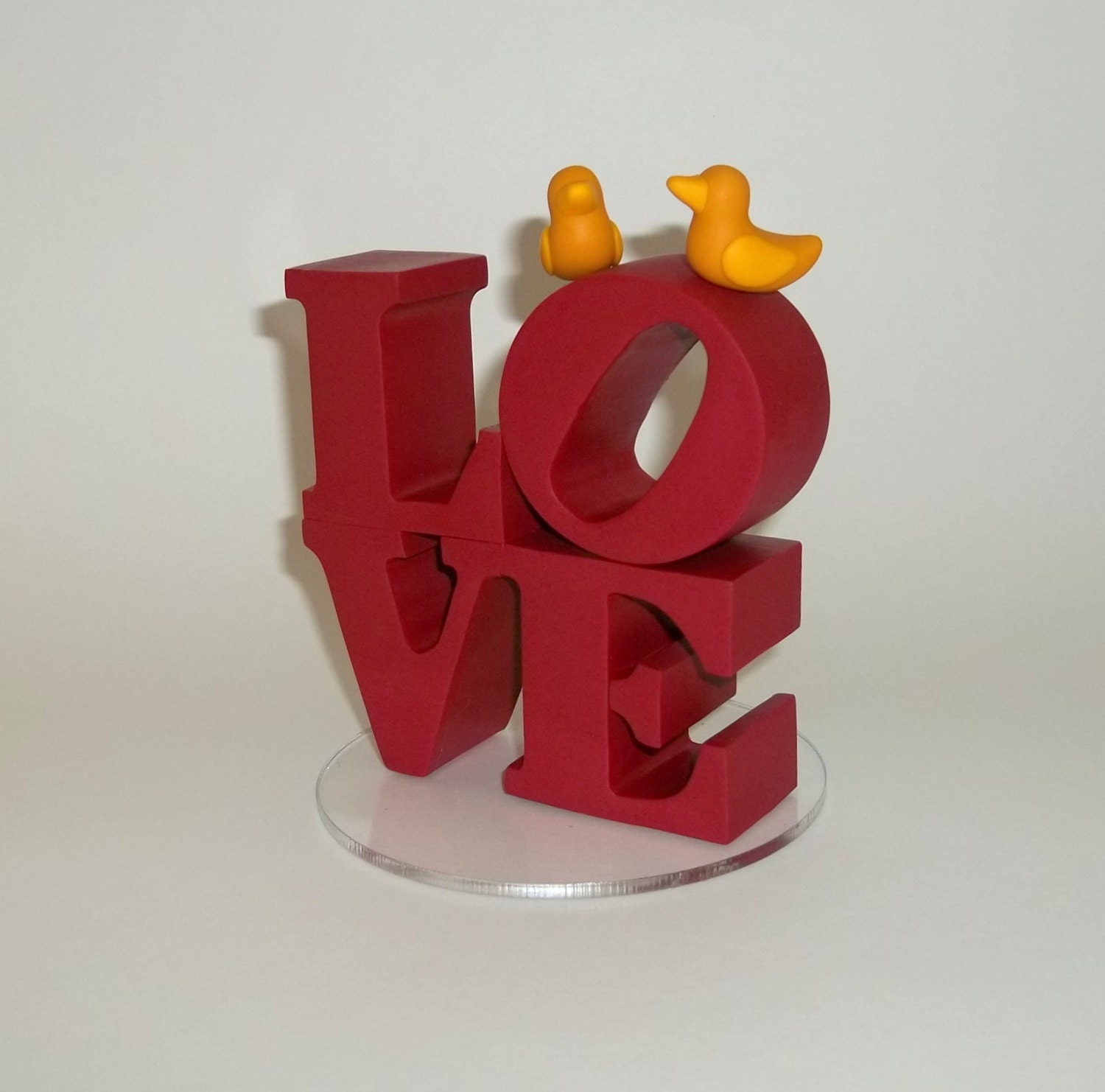 Custom love cake topper with ducks