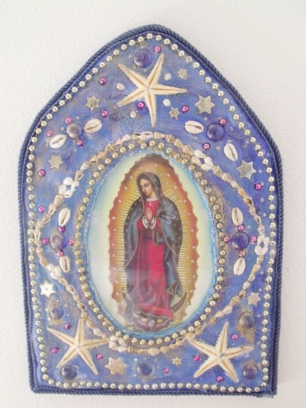 Guadalupe Mosaic Altar mixed media with star fish
