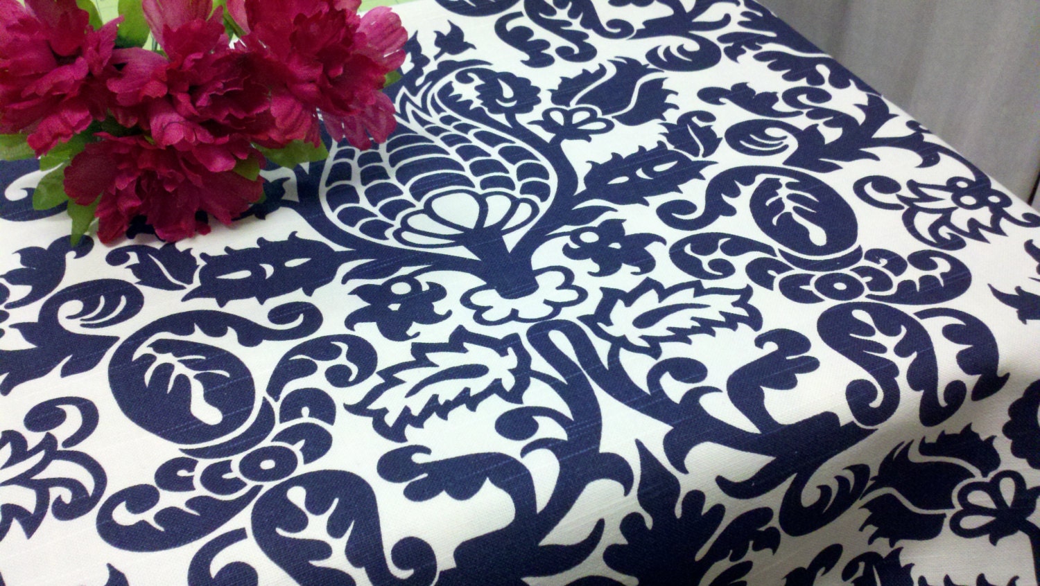 54x84" TABLECLOTH COLORS Damask Navy blue, black, red, yellow, lime, teal and white Amsterdam damask Wedding Bridal