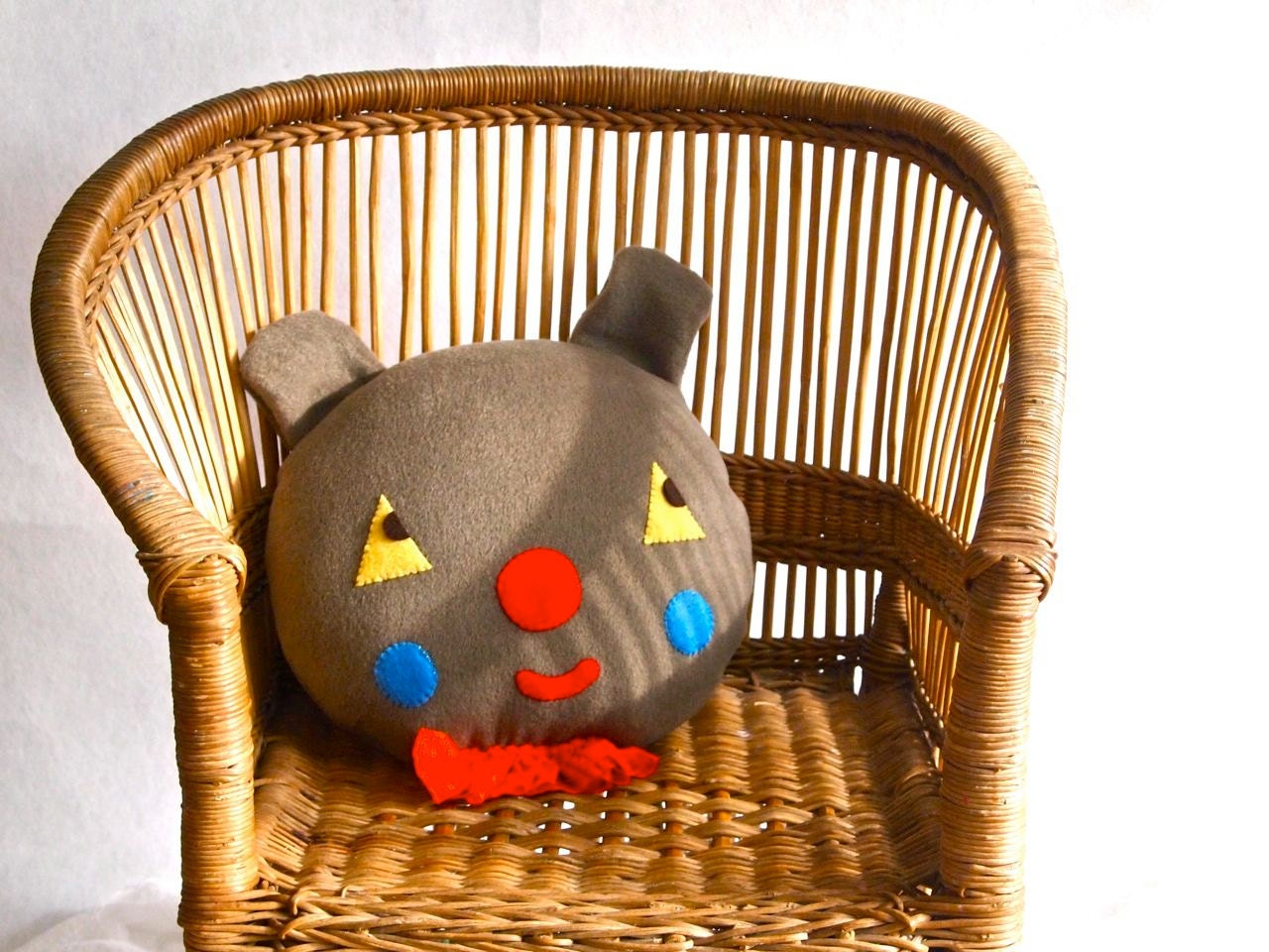 Plush clown bear decorative pillow home decor retro fleece character Pippin Bear