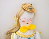 Cloth art doll Linen body Soft sculpture fashion display doll Summer
