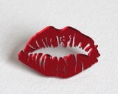 Lipstick Kisses. Lips Brooch. Big Size Kiss. Laser Cut Acrylic. Made in England.