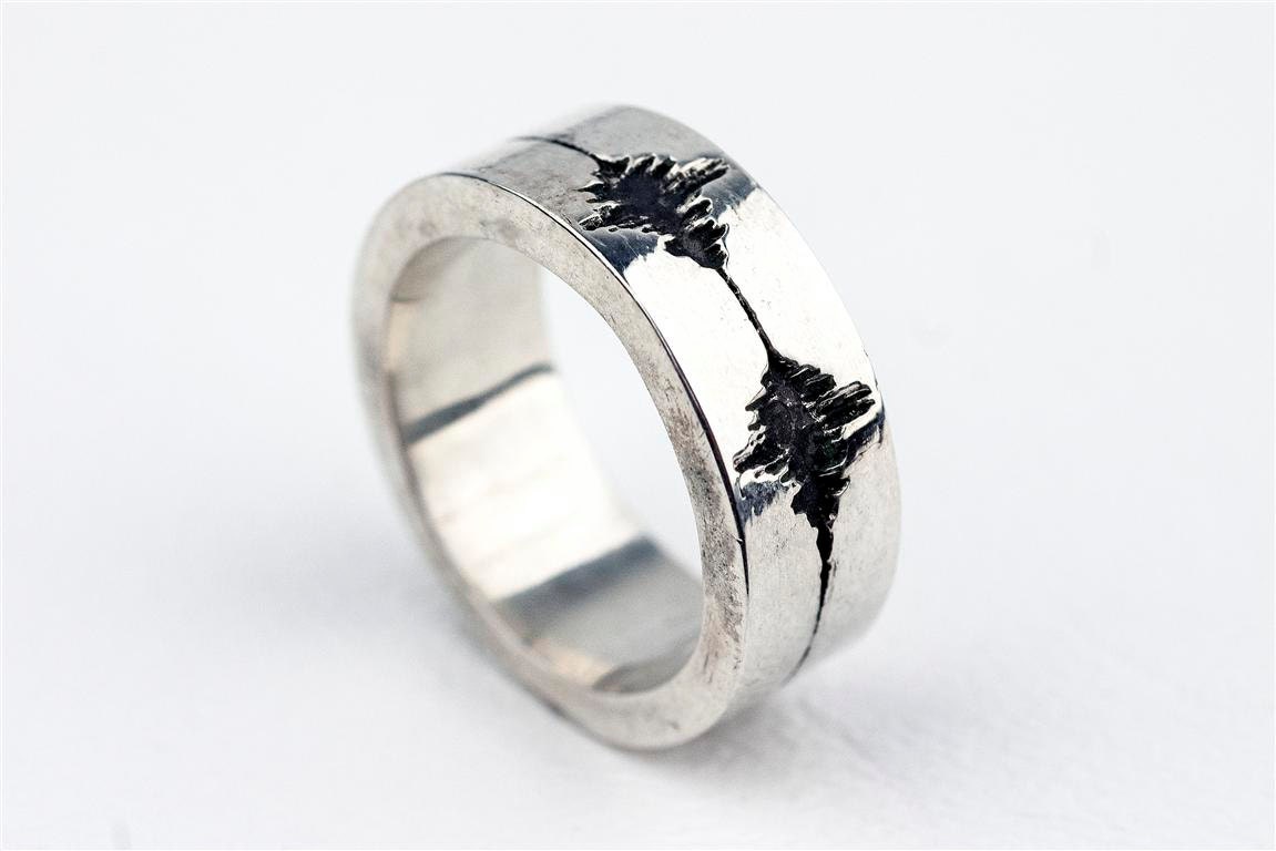 Sound Wave Ring Dog Barking Soundwave Jewelry  Personalized Custom Sterling Silver Band