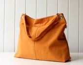 2013 Spring / Classy Hobo Bag in Dark Mustard / Burnt Orange / Cinnamon Orange / Diaper Bag / Tote Bag / with top ZIPPER CLOSURE -- Large