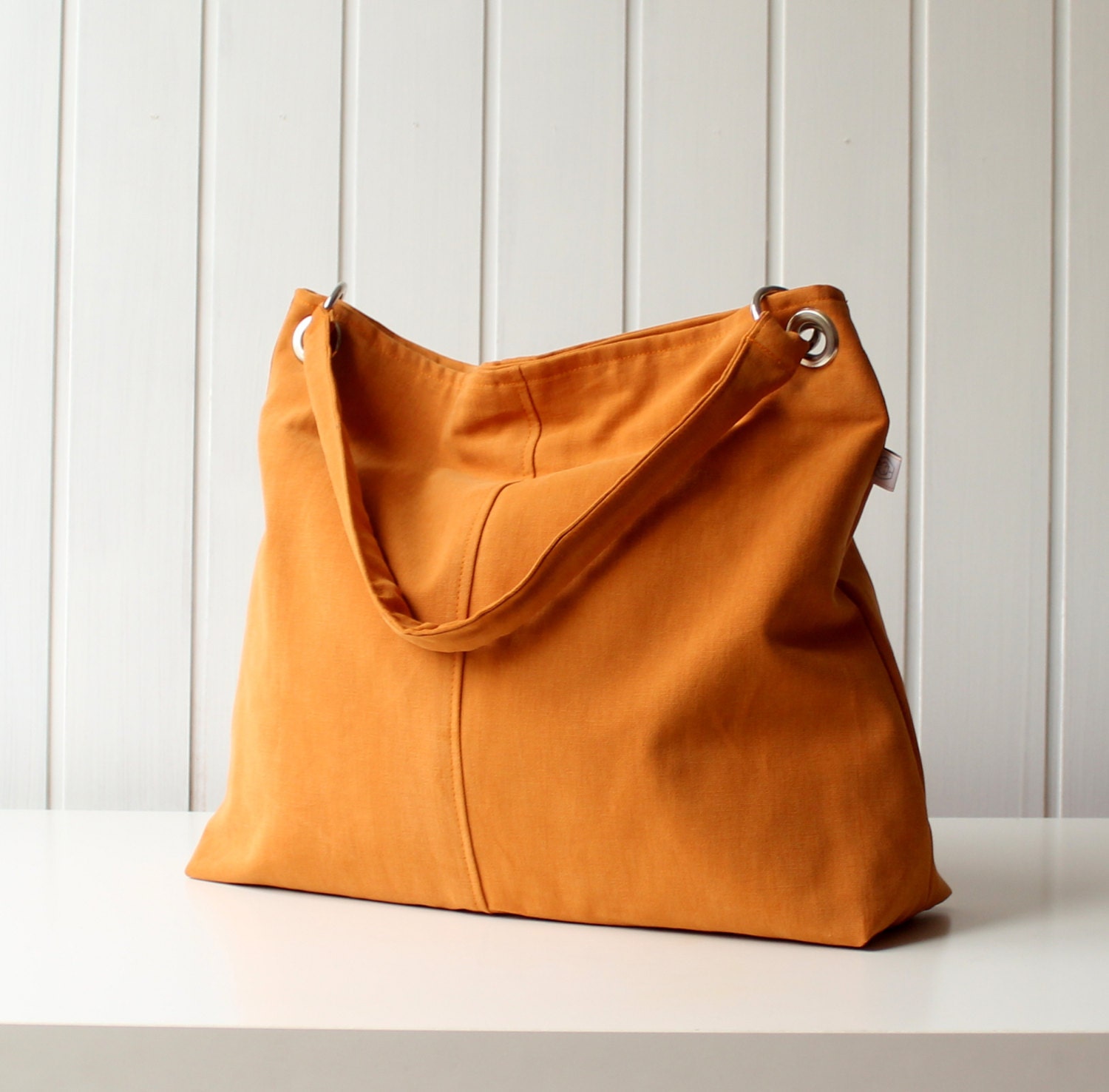 2013 Spring / Classy Hobo Bag in Dark Mustard / Burnt Orange / Cinnamon Orange / Diaper Bag / Tote Bag / with top ZIPPER CLOSURE -- Large