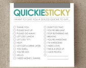 Funny Small Gift, Under 10, Post It Style Notes, "Quickie Sticky" (NSN-X022)