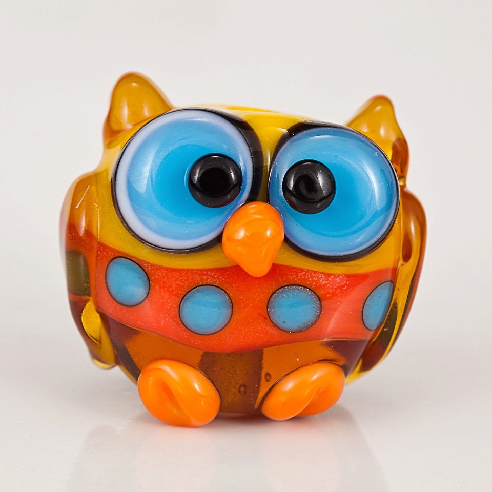 Southwest Owl Lampwork Glass Bead