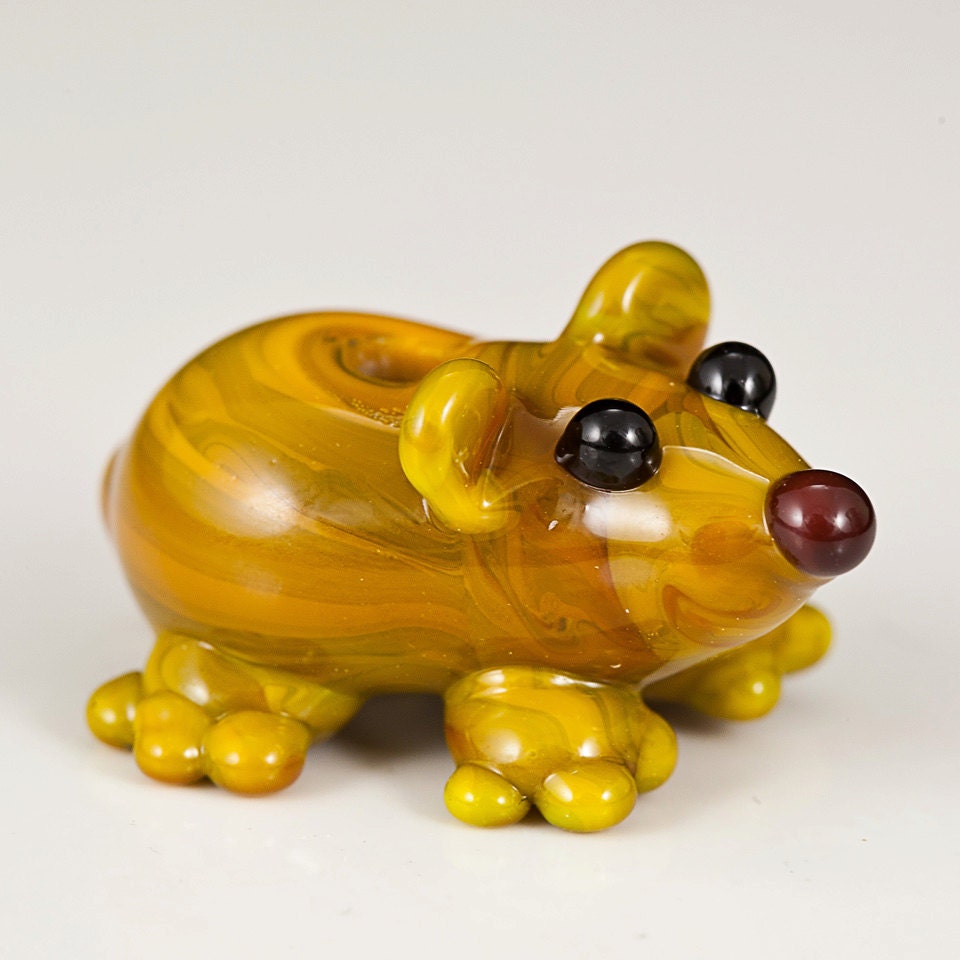 Brown Rat Mouse Lampwork Glass Bead