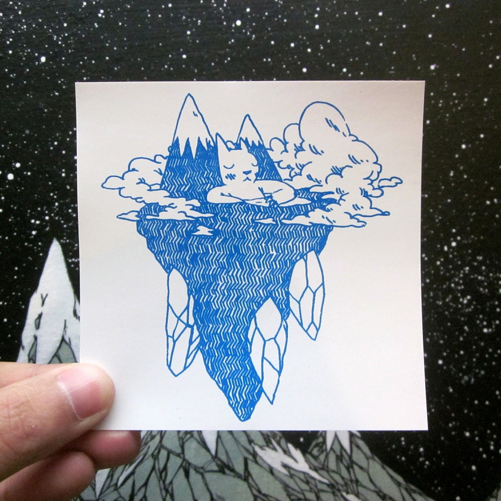 Floating Island Cat Sticker