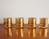 Vintage set of 4 gold lattice cocktail glasses