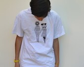 Panda Girl and Flower Boy Original Artwork Screen Printed Cotton Tshirt