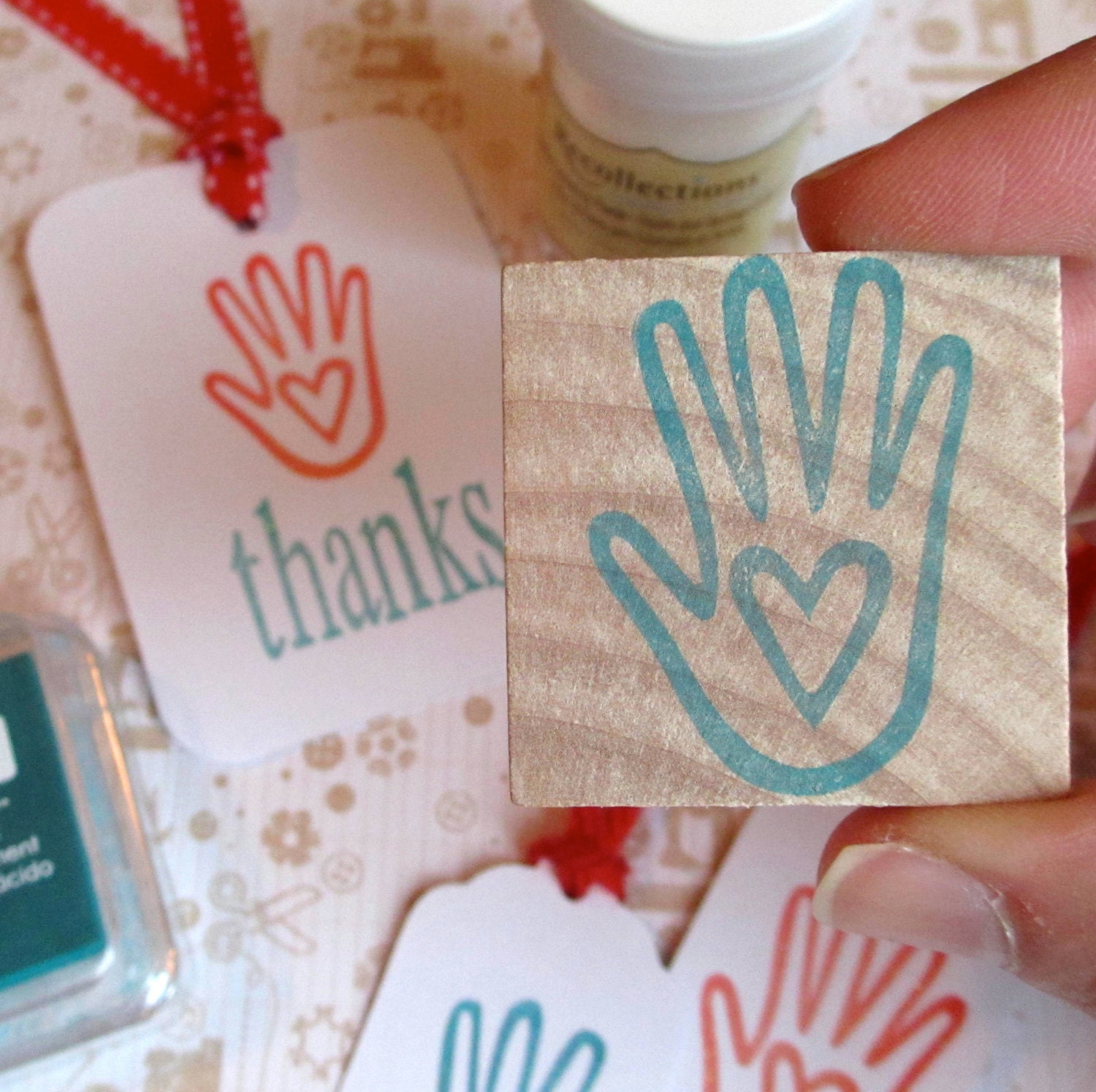 Handmade With Love - Hand Carved Rubber Stamp