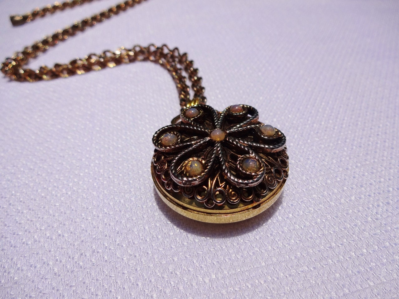 Summer 2013 Collection - Opal Flower Design Watch  Necklace