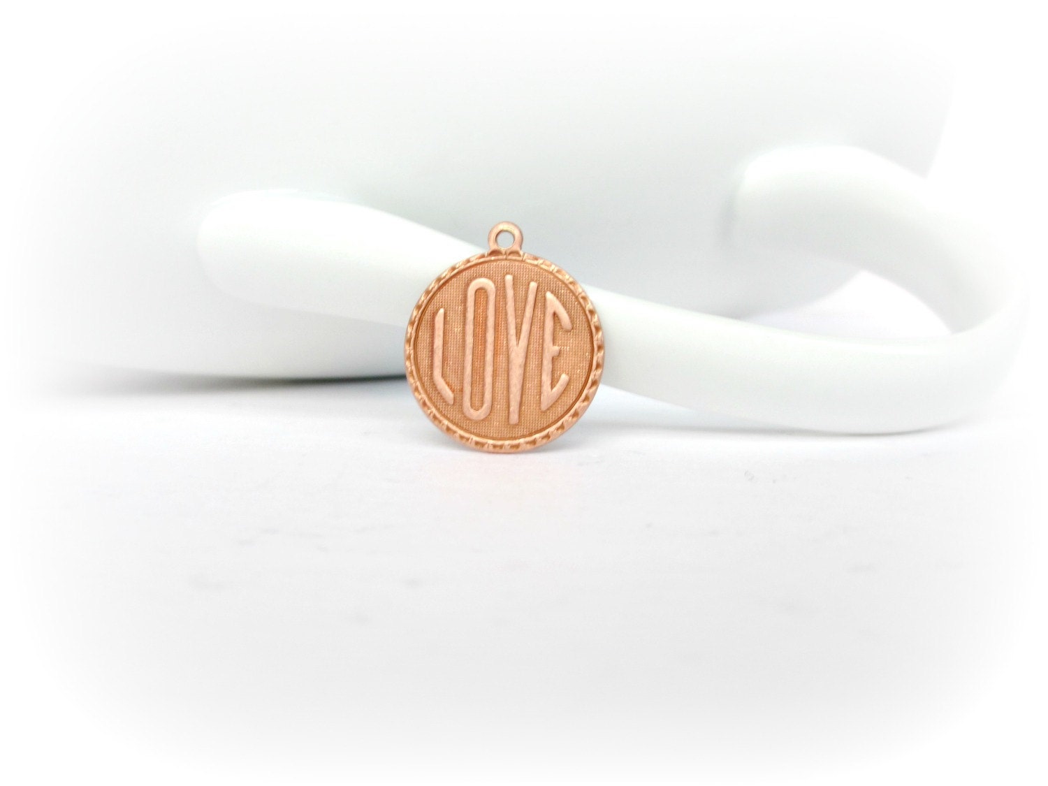 French Love Pendant Charm, Rose Gold