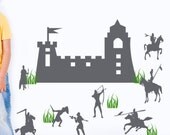 Childrens Playroom Wall decal Castle Medieval Knights in Armor Kids Decor wall art stickers, Boys Decor