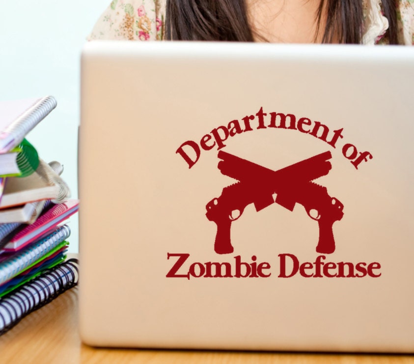 Department of Zombie Defense Novelty, geekery, gifts for guys and girls Zombie Decals decor with