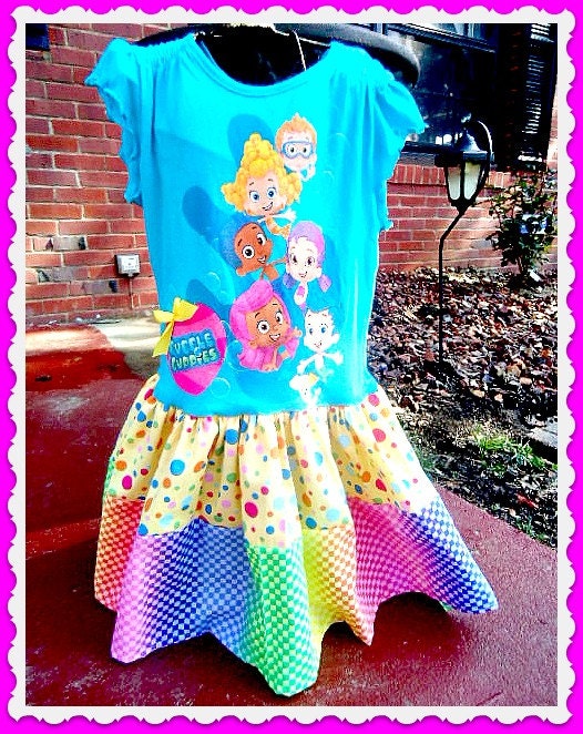 girls Bubble Guppies custom boutique graphic tee dress twirl party 2 3 4 5