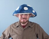 Mushroom Cap Floppy Hat Blue Tie-Dye Fleece