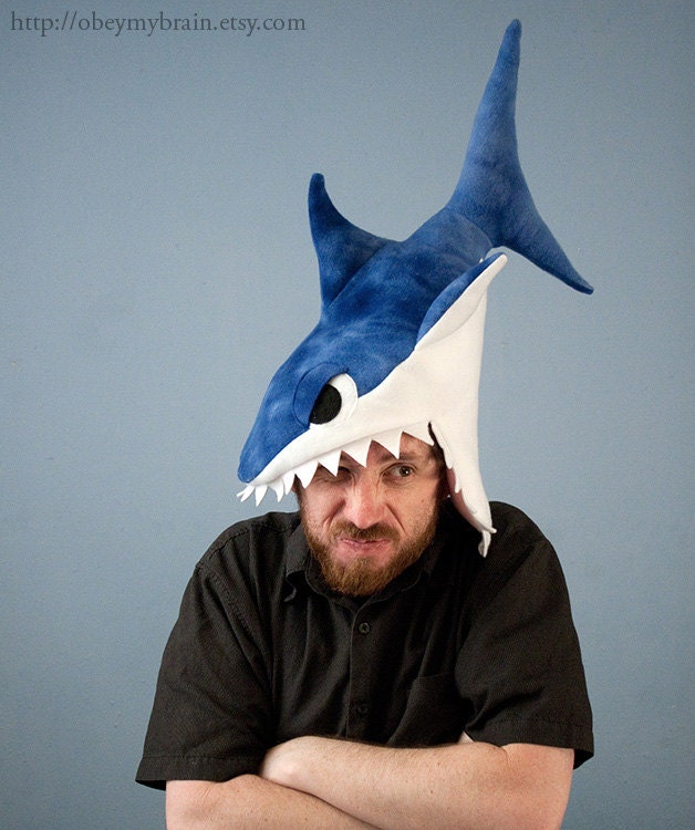Fleece Shark Hat Blue Tie-Dye CHOMP CHOMP CHOMP