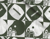 White and green Football, Cotton fabric, 1/2 yard