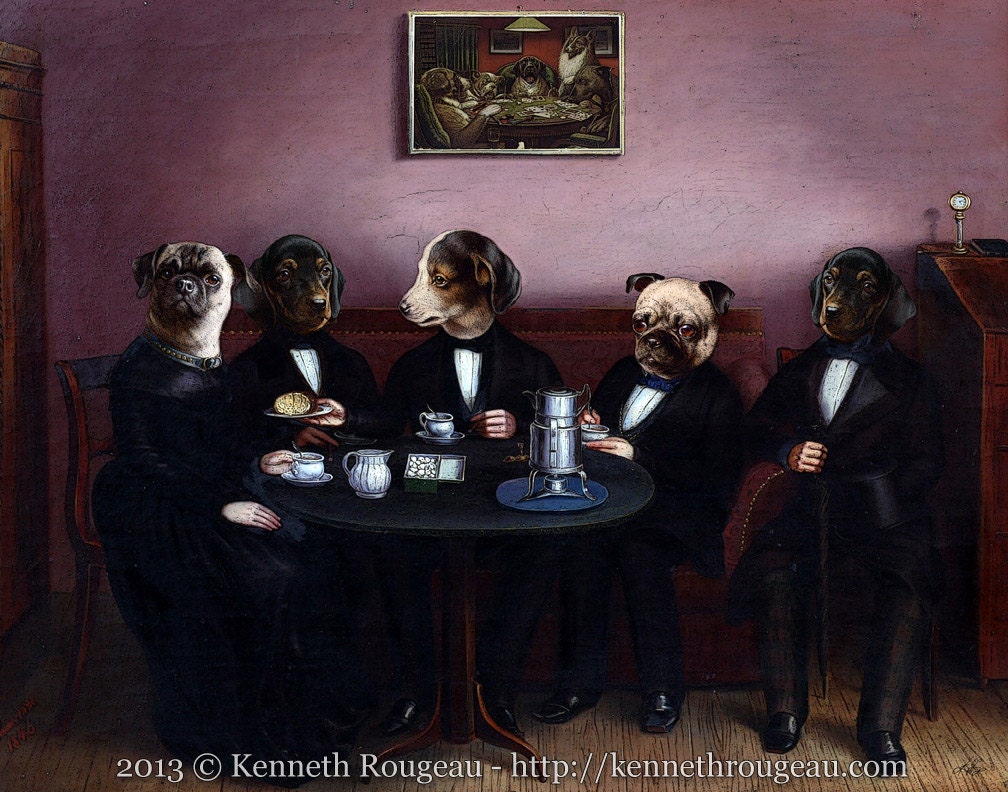 Dapper Dogs - 11x14 Anthropomorphic Dogs Fantasy Animal Fine Art Print