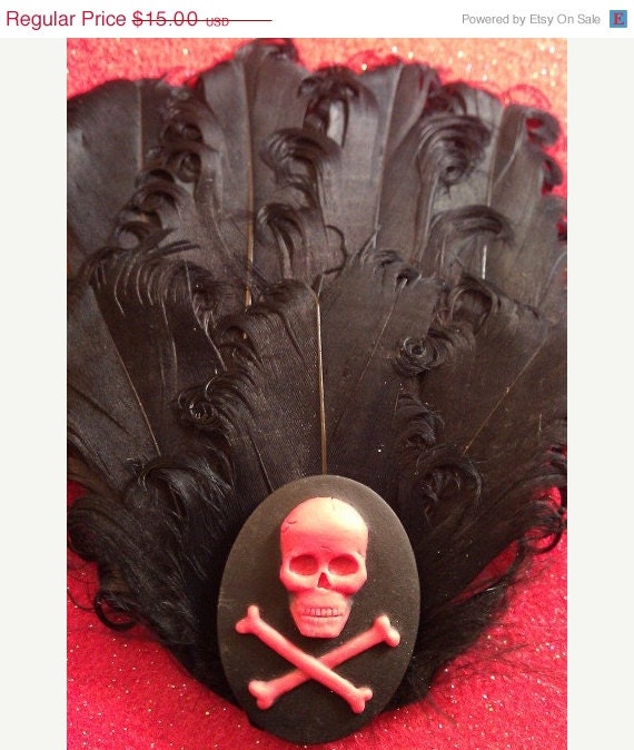 ON SALE Black , Black fascinator, Retro, 1920s flapper girl, Hollywood glam, Skull, Crossbones, skull fascinator,SALE