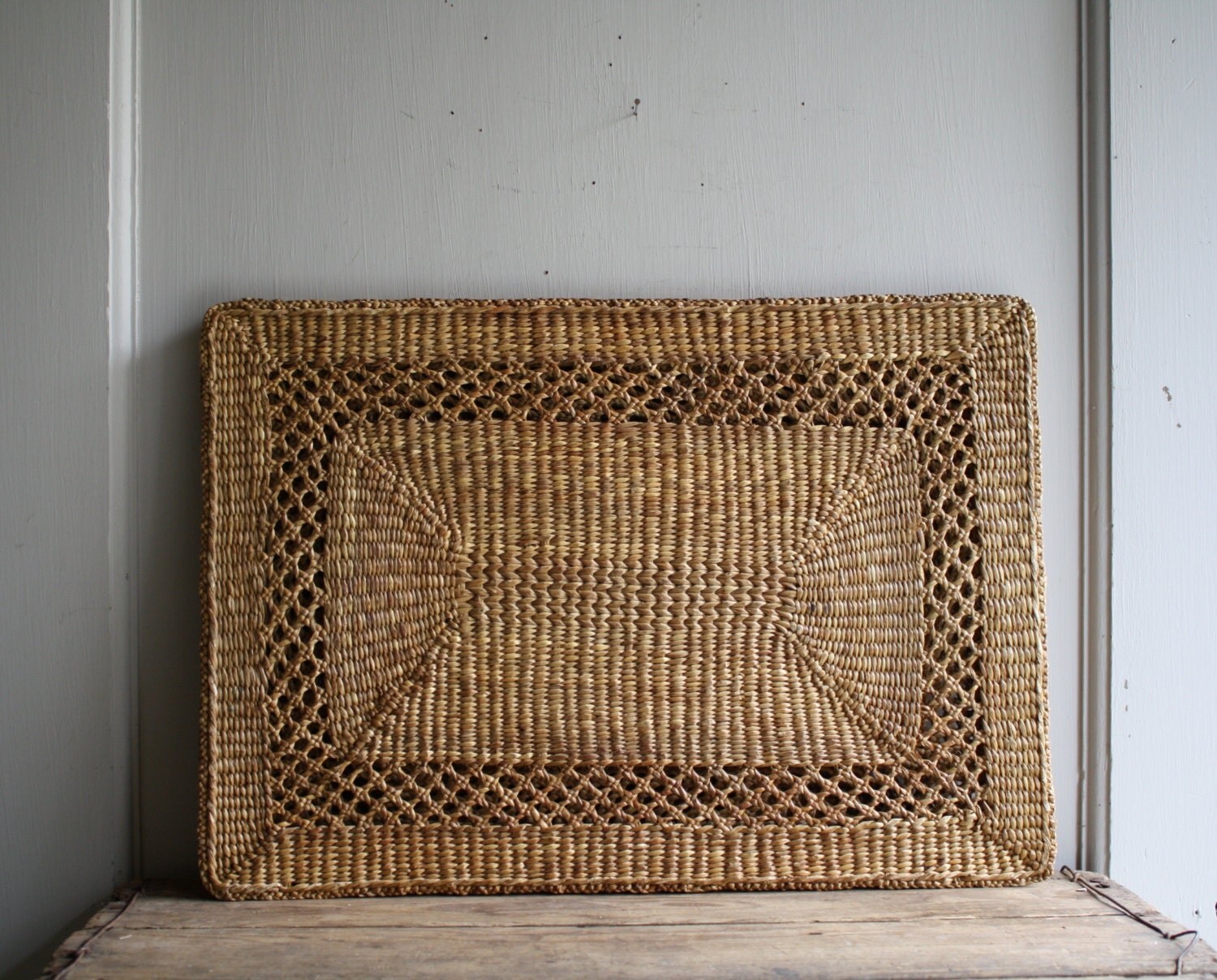 woven straw placemats set of four by littlebyrdvintage on Etsy