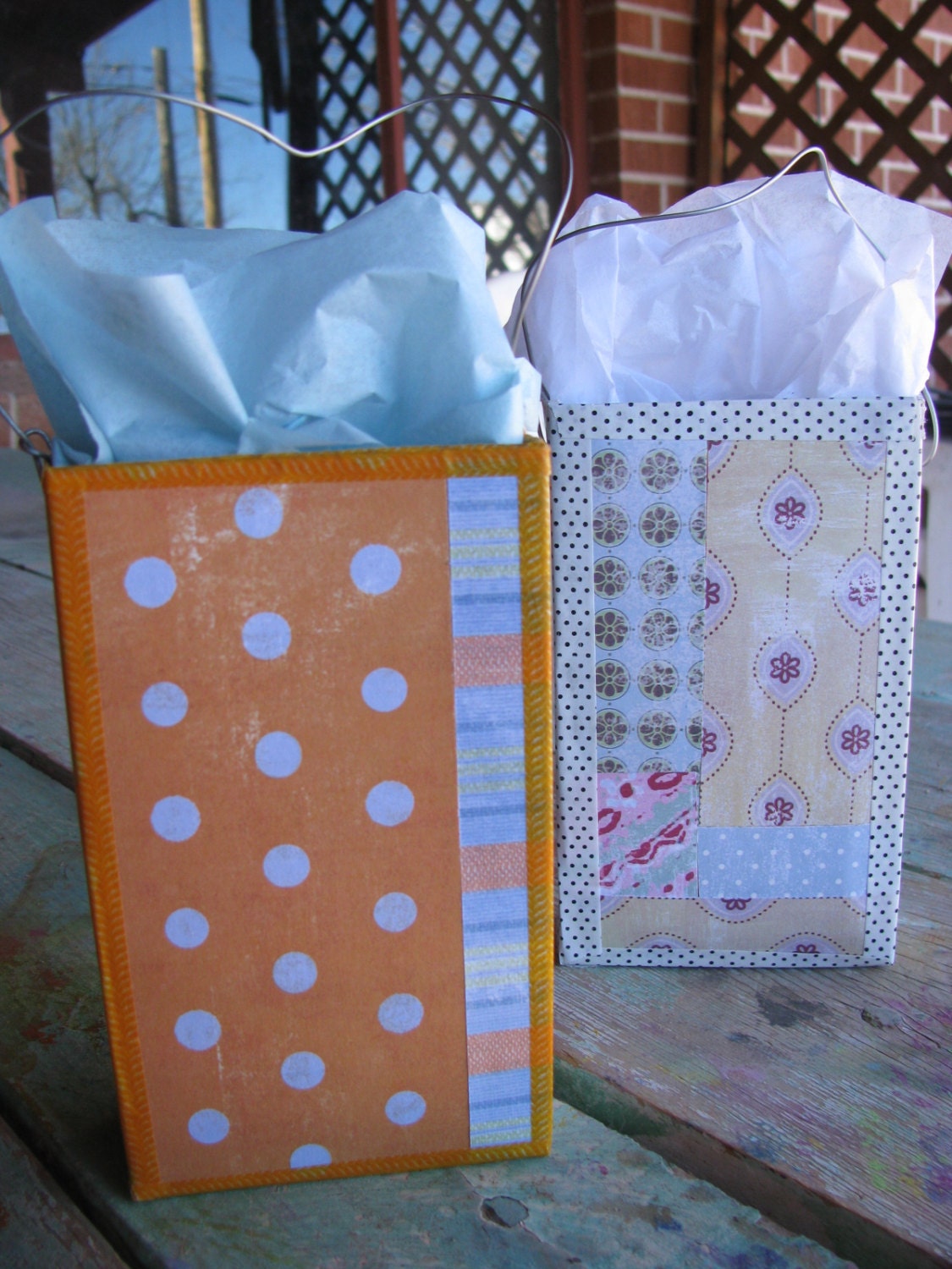 Mini Patchwork Gift Bags - Recycled, Green Art