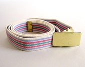 Striped Stretch Elastic Belt Vintage 1970s Up to Modern Size 16, Large
