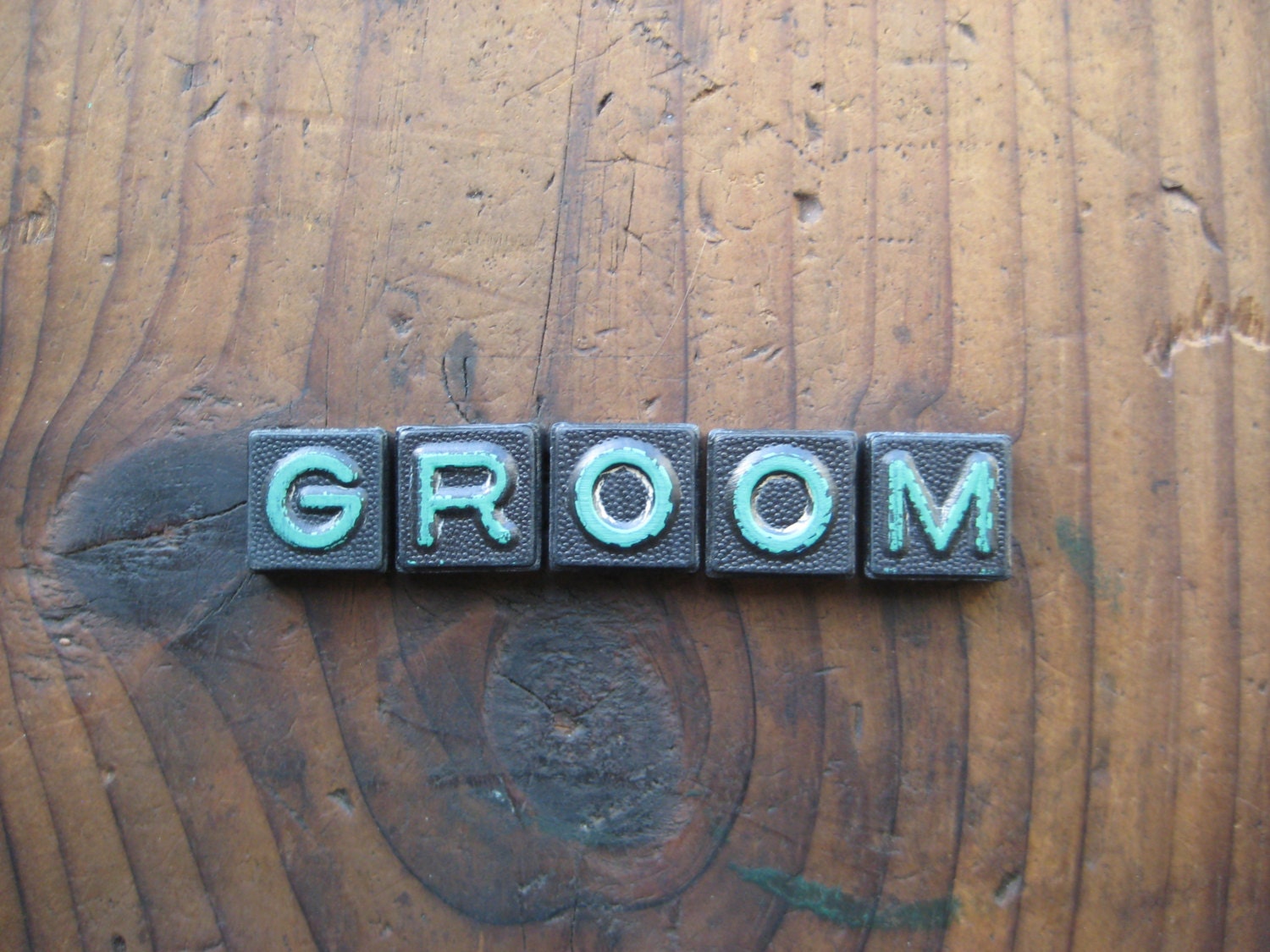 GROOM Vintage Wood Anagram Game Pieces, Retro Home Decor, Gifts under 10, Gifts for Her, Vintage Wedding Decor