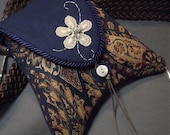 Sturdy Midnight Tapestry Floral Lace And Ivory Pearls Belt Bag And Shoulder Bag