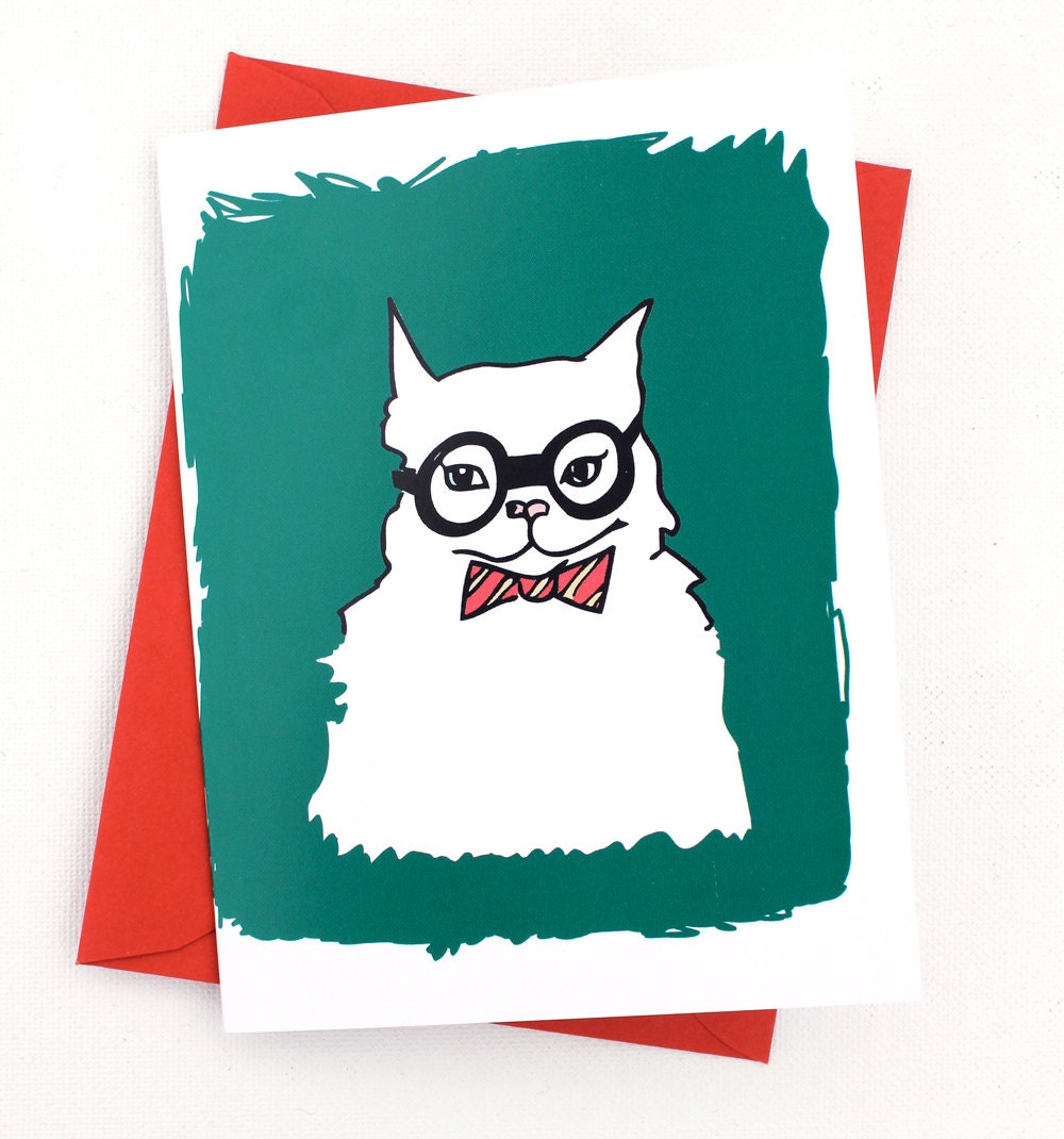 CAT MEME Chemistry Cat A2 Folded Card with Coordinating Envelope