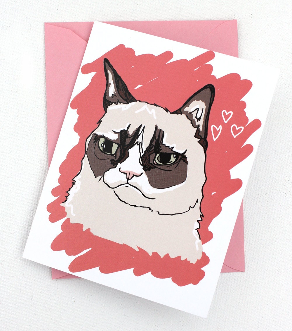 CAT MEME Grumpy Cat A2 Folded Card with Coordinating Envelope