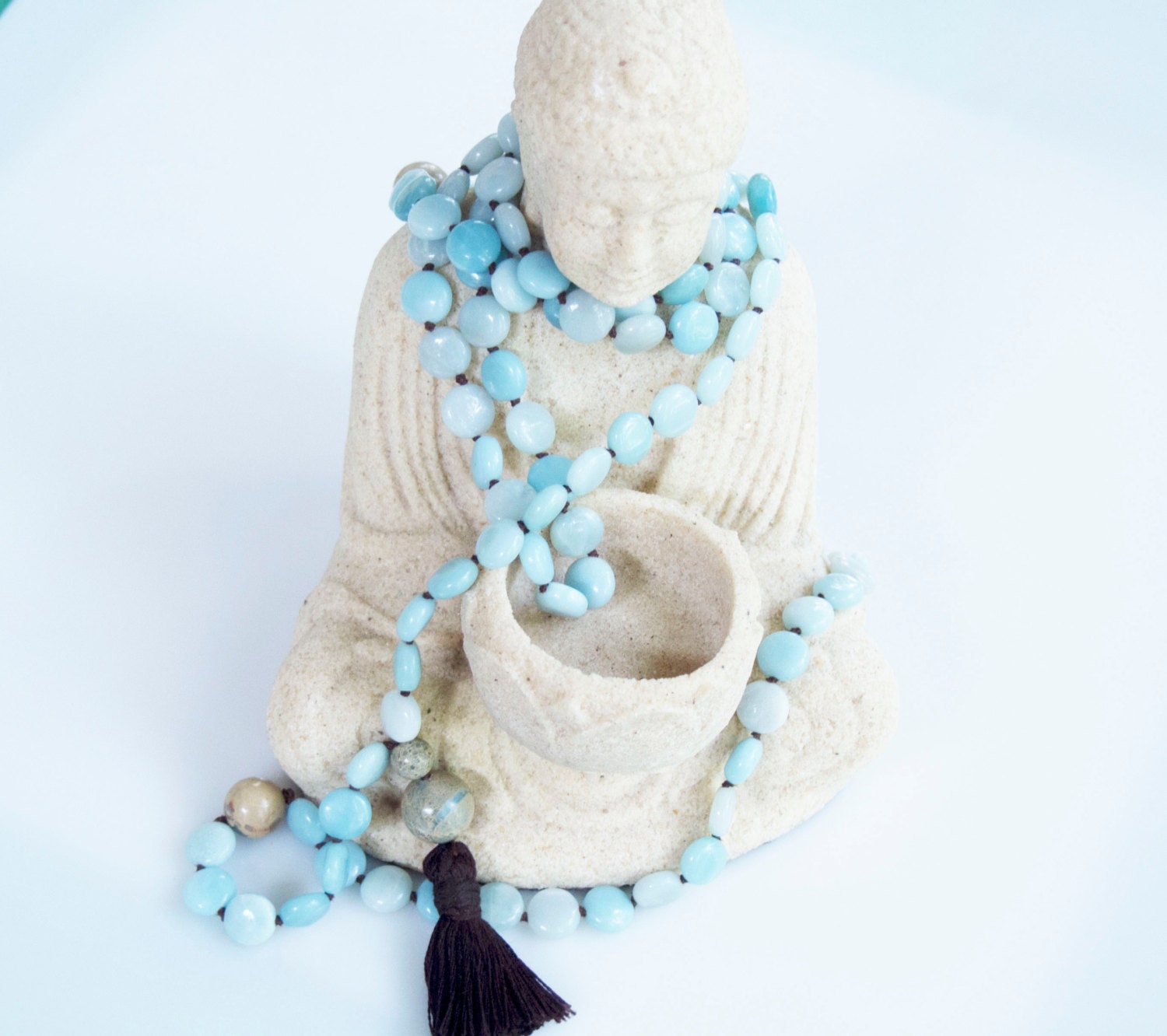 Amazonite Hand Knotted Japa Mala Prayer Beads