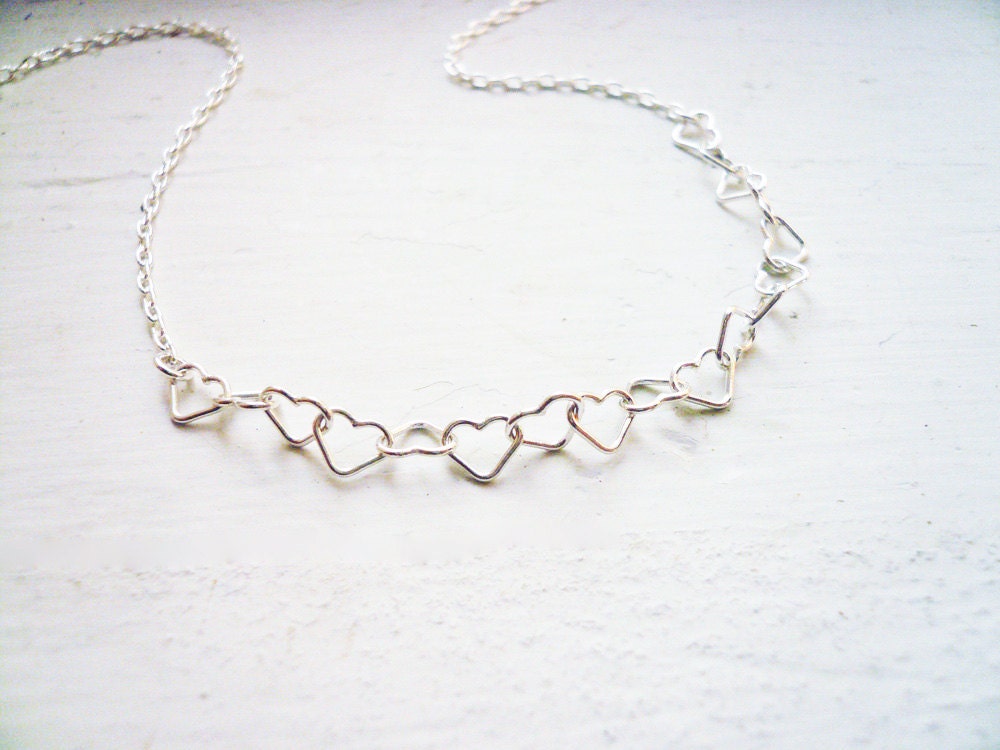 Linked Hearts Necklace in Sterling Silver, Small Dainty Everyday Jewelry, Great Valentines Day Gift