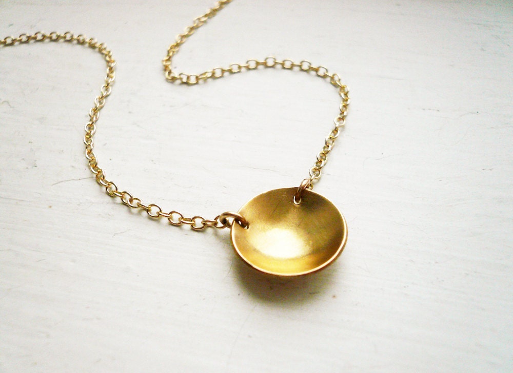 Reflecting Pool Necklace in Gold Filled and Brass - Dainty Gold Necklace, Simple Jewelry