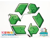Kawaii Recycle Symbol - Large Vinyl Sticker