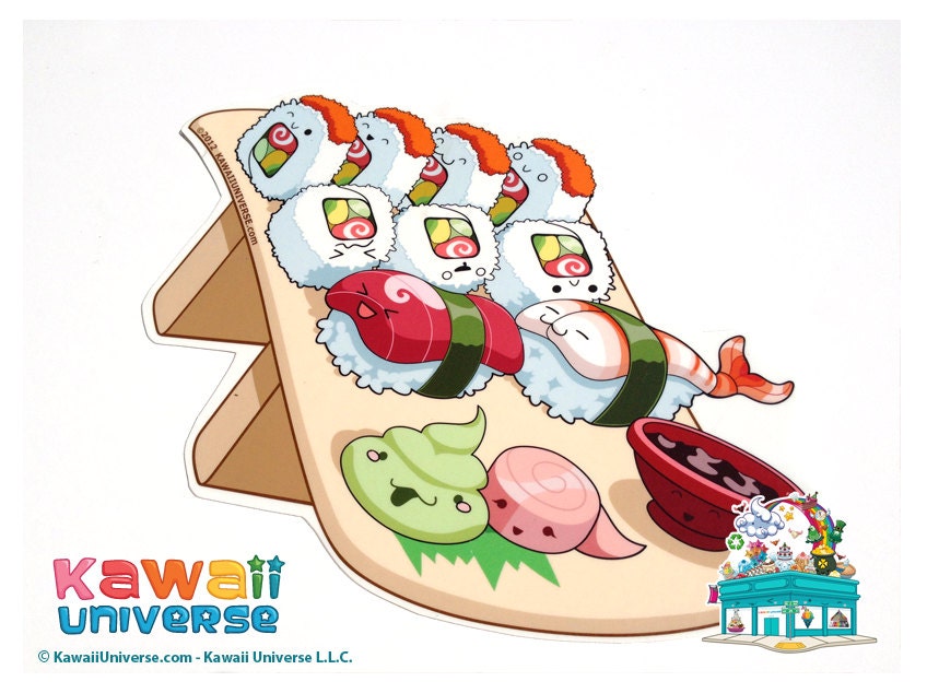 Kawaii Sushi Platter  - Small Vinyl Sticker