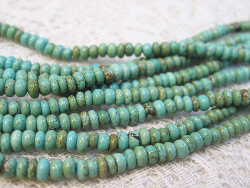 Turquoise Magnesite Rondelles Gemstone Beads 4mm
