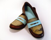 Handpainted Vintage Loafers, Signed, Upcycled, 8 1/2 OOAK by Pop Modern Artist, Jenny Berry