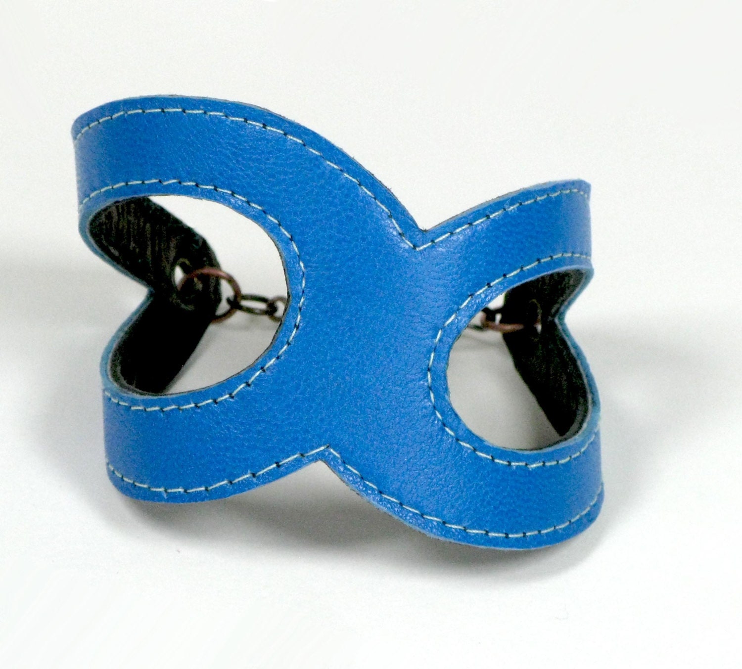 Leather Cuff Bracelet Women SALE turquoise Blue and Metallic Bronze Reversible