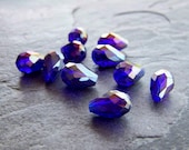 Sale-See Store Announcement-Crystal Teardrops- Colbalt AB Crystal Beads-11 x 5-10 Beads