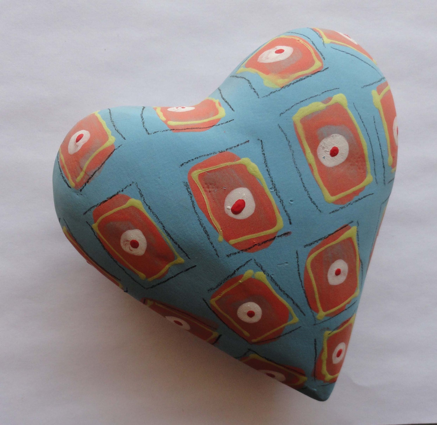 Pillow Heart  Ceramic Wall Sculpture