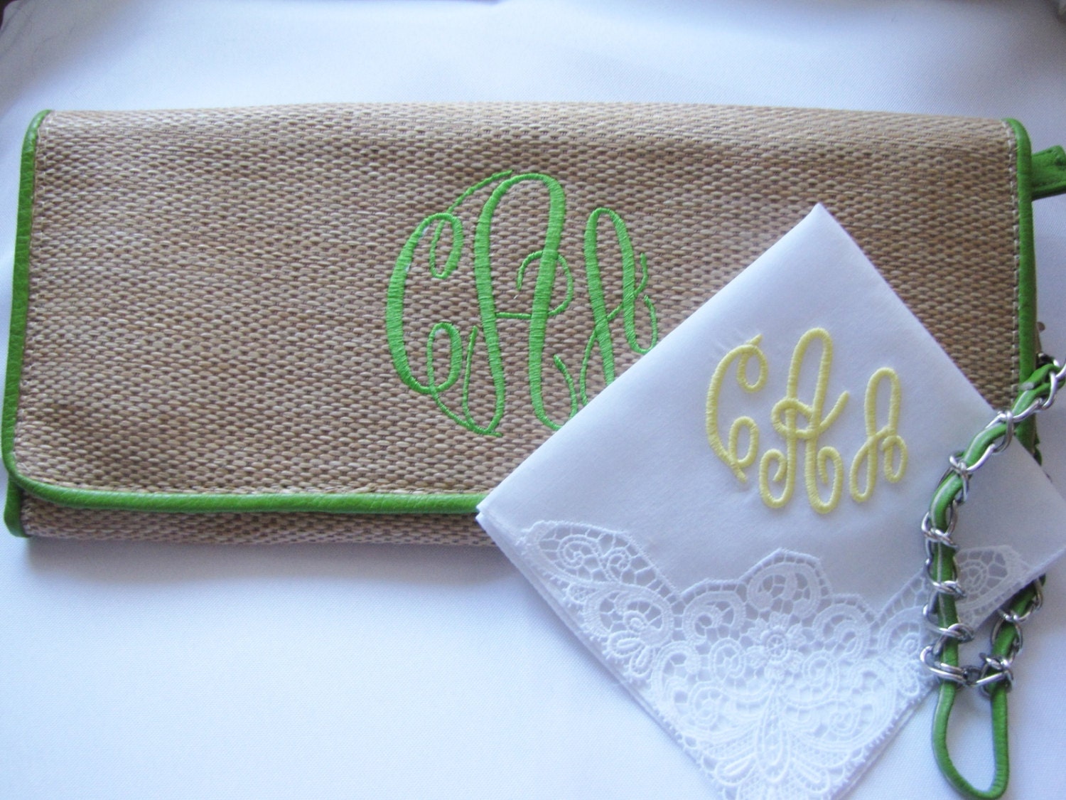 Monogrammed Bridesmaid Gift  Destination Wedding Clutch Bag