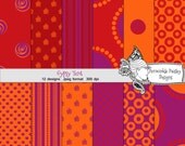 Digital Download Scrapbooking Papers Gypsy Tent red purple orange