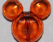 2 ROOTBEER BROWN 37mm BIG Mickey Mouse Beads Charm Faceted for Kandi Rave Raver Kandy Disneyland Disneyworld Disney Mouse Head Ears Crystal